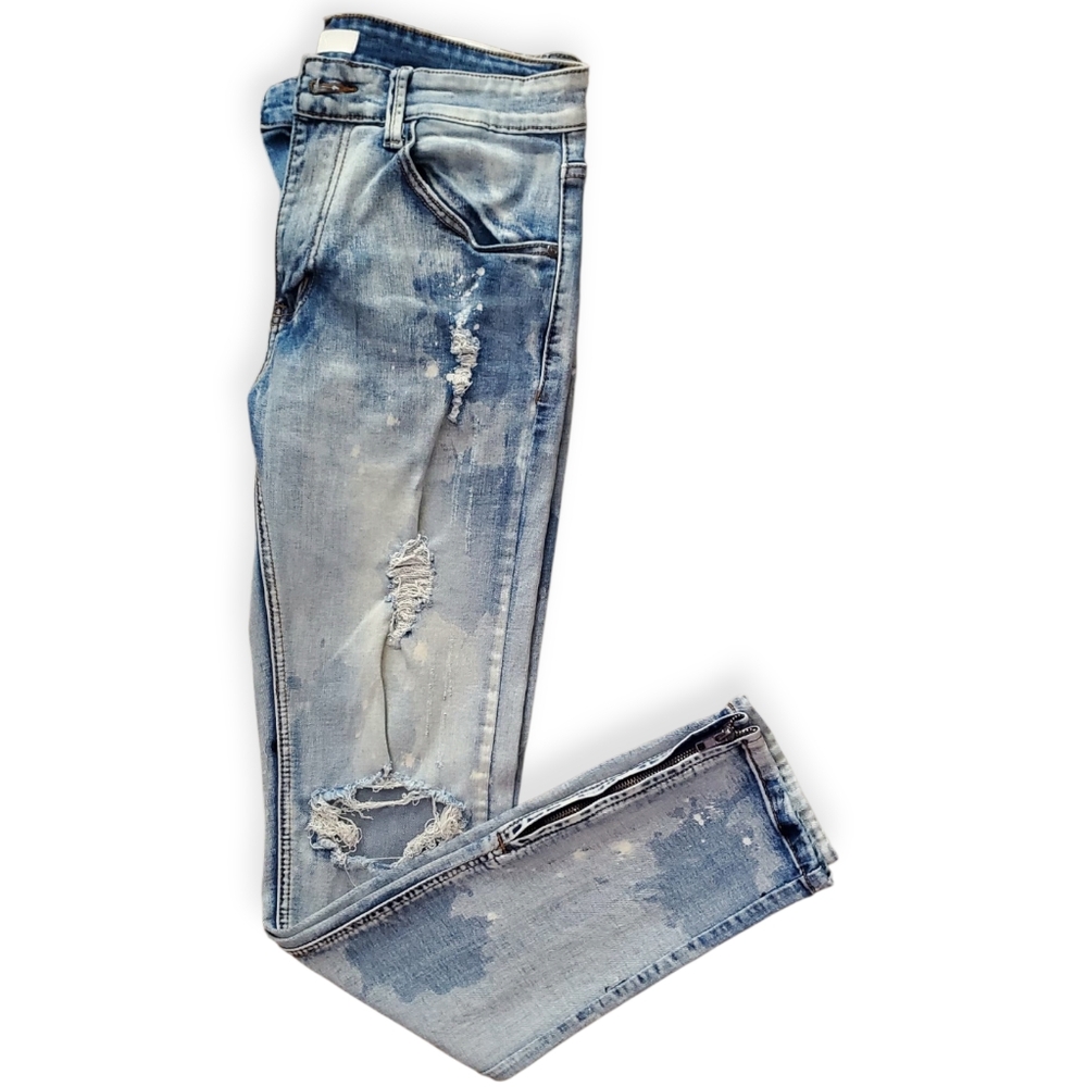 KDNK 11 4 14 11 Men's Distressed Light Blue Skinny Jeans